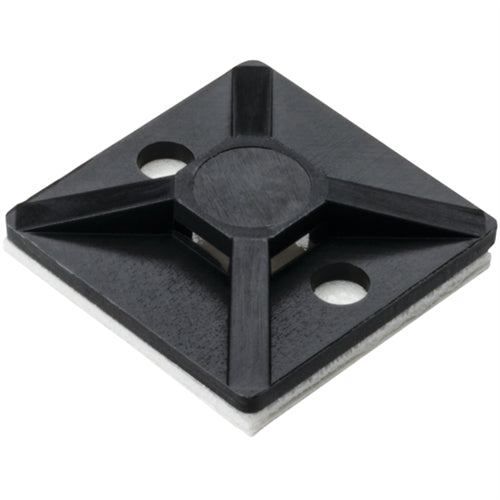 Hellermann Tyton MB3A0C2 Cable Tie Mount with Rubber Adhesive, 0.75" x 0.75" for T18-T30 Ties, Black 100/Pack