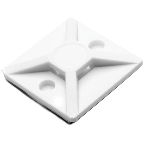 Hellermann Tyton MB3A10C2 Cable Tie Mount with Rubber Adhesive, 0.75" x 0.75" for T18-T30 Ties, White 100/Pack