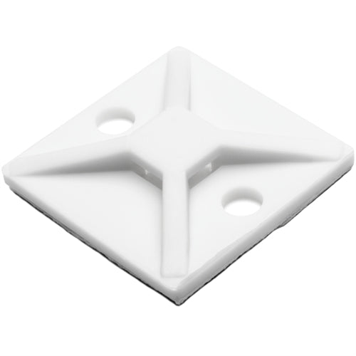 Hellermann Tyton MB4A10H4 Cable Tie Mount with Rubber Adhesive, 1.12" x 1.12" for T18-T50 Ties, White 500/Pack