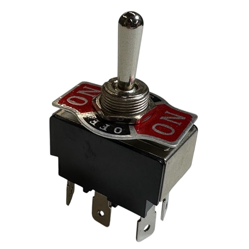 Multicomp MCR13-28E-01 Toggle Switch DPDT On-Off-On, 15A@125VAC / 10A@250VAC, On-Off-On Plate Included, QC Terminals