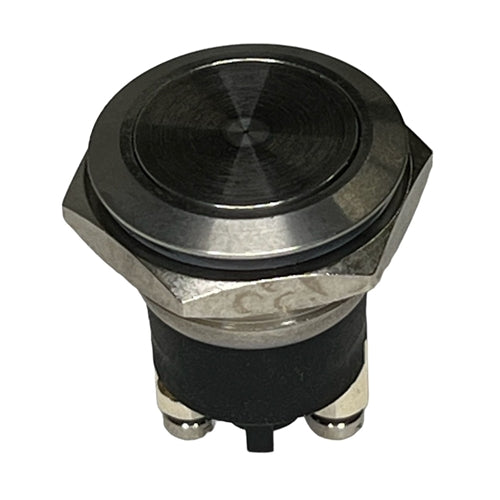 Bulgin MP0037 Vandal Resistant Push Button Switch, SPST-NO Off-(On), 1A@50VDC/50VAC, Low Profile, Screw Terminals, IP68
