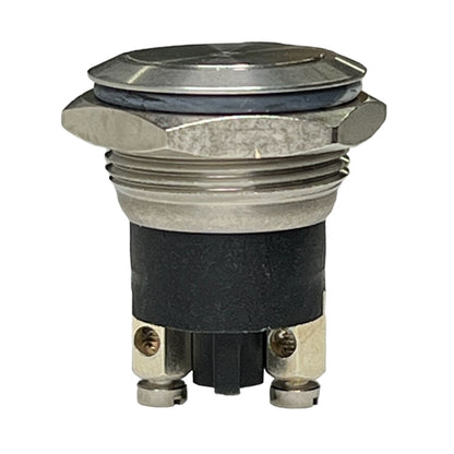 Bulgin MP0037 Vandal Resistant Push Button Switch, SPST-NO Off-(On), 1A@50VDC/50VAC, Low Profile, Screw Terminals, IP68