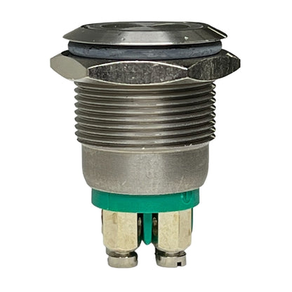 Bulgin MPI002/TERM/GN Green Lighted Vandal Resistant Push Button Switch, SPST-NO Off-(On), Screw Terminals