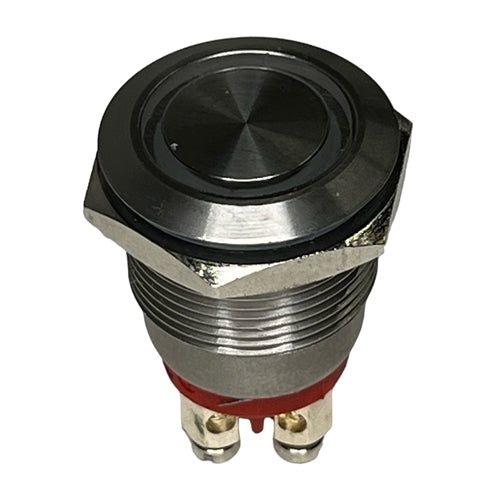 Bulgin MPI002/TERM/RD Red Lighted Vandal Resistant Push Button Switch, SPST-NO Off-(On), Screw Terminals