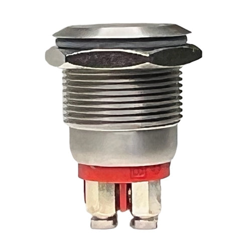 Bulgin MPI002/TERM/RD Red Lighted Vandal Resistant Push Button Switch, SPST-NO Off-(On), Screw Terminals
