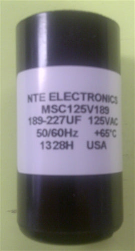 NTE MSC125V189 Motor Start Capacitor 189uF - 227uF 125V ** Short/Temporary Duty Cycle Applications Only **
