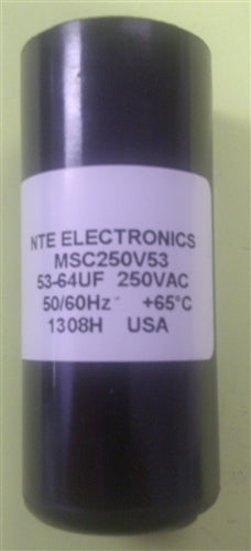 NTE MSC250V53 Motor Start Capacitor 53uF - 64uF 250VAC ** Short/Temporary Duty Cycle Applications Only **
