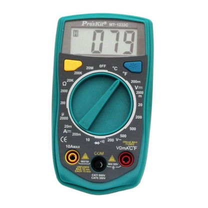 Proskit MT-1233C Palm Size Digital Multimeter with Resistance, Temperature Tests, 3-1/2 Digits 1999 Counts