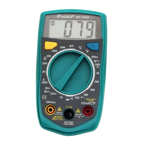 Proskit MT-1233C Palm Size Digital Multimeter with Resistance, Temperature Tests, 3-1/2 Digits 1999 Counts