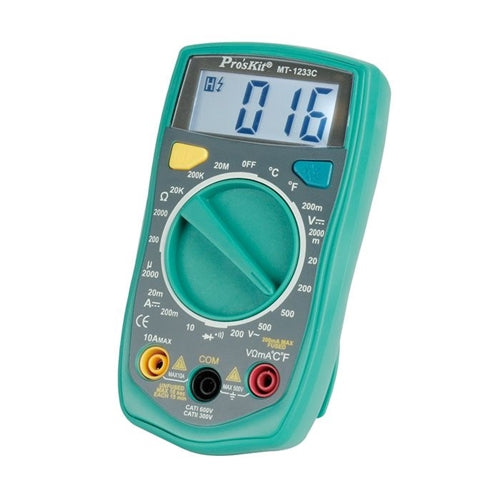 Proskit MT-1233C Palm Size Digital Multimeter with Resistance, Temperature Tests, 3-1/2 Digits 1999 Counts
