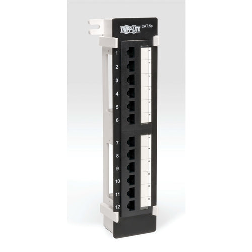 Tripplite N050-012 12-Port Wall-Mount Cat5e Patch Panel, 568B, RJ45 Ethernet, TAA