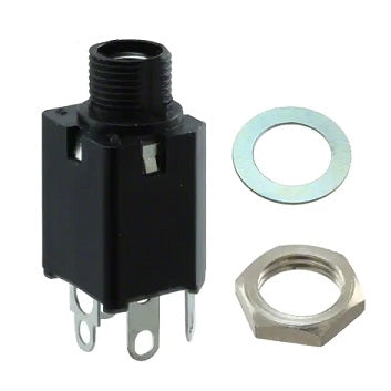 Switchcraft N113BX 1/4" Stereo Enclosed Phone Jack, Single Closed Circuit, Solder Tabs, Insulated Bushing