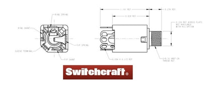 Switchcraft N113BX 1/4" Stereo Enclosed Phone Jack, Single Closed Circuit, Solder Tabs, Insulated Bushing