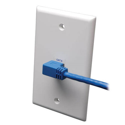 Tripplite N204-005-BL-RA Blue 5ft Right-Angle Cat6 Gigabit Molded UTP Ethernet Cable (RJ45 Right-Angle M to RJ45 M)