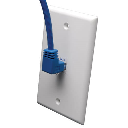 Tripplite N204-005-BL-UP Blue 5ft Up-Angle Cat6 Gigabit Molded UTP Ethernet Cable (RJ45 Right-Angle Up M to RJ45 M)