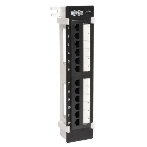 Tripplite N250-012 12-Port Cat6/Cat5 Wall-Mount Vertical 110 Patch Panel, TAA