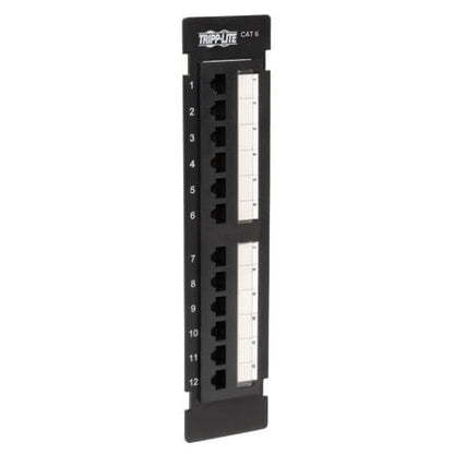 Tripplite N250-012 12-Port Cat6/Cat5 Wall-Mount Vertical 110 Patch Panel, TAA
