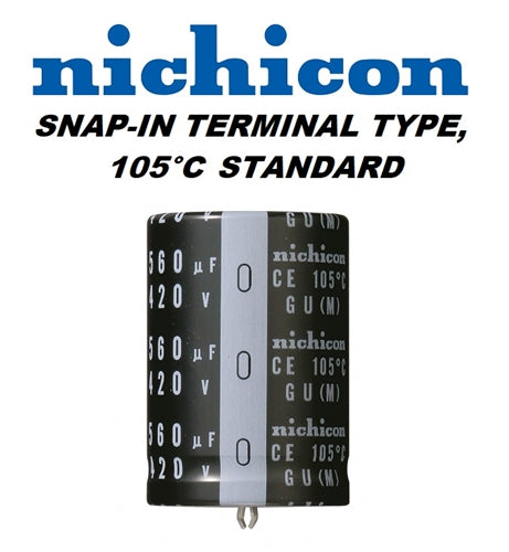 Nichicon N330UF160VR Radial Snap-In Electrolytic Capacitor 330uF 160V (20mm x 30mm) 3000 Hours at 105C Mfr# LGU2C331MELY
