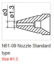 Hakko N61-09 Desoldering Nozzle 1.3mm, for Hakko FR-301 & FR-410 Desoldering Tools