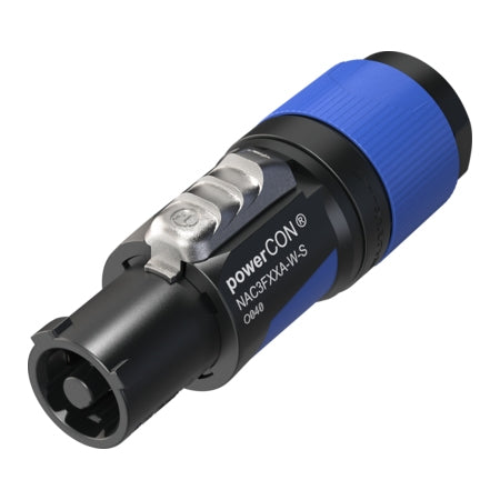Neutrik NAC3FXXA-W-S 3 Pole Blue Powercon Lockable Cable Connector, Color Coded for "Power in"