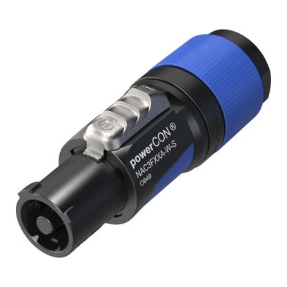 Neutrik NAC3FXXA-W-S 3 Pole Blue Powercon Lockable Cable Connector, Color Coded for "Power in"