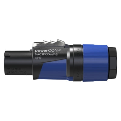 Neutrik NAC3FXXA-W-S 3 Pole Blue Powercon Lockable Cable Connector, Color Coded for "Power in"