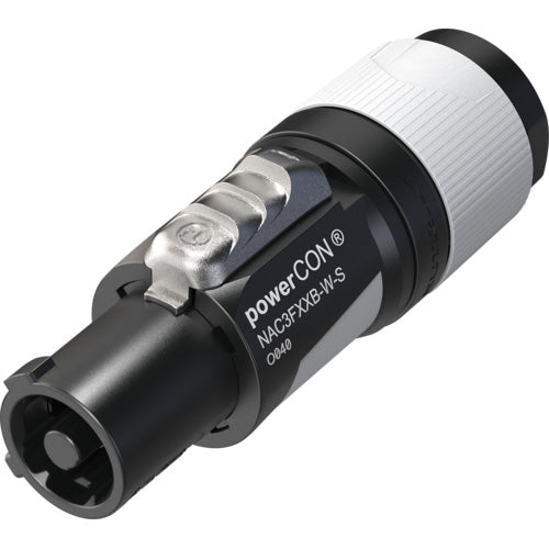 Neutrik NAC3FXXB-W-S 3-POLE Light Gray Powercon Lockable Cable Connector, Color Coded for "Power Out"