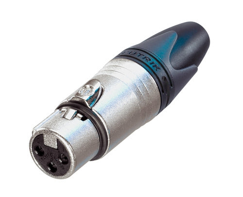 Neutrik NC3FXX 3 Pin Female XLR Cable Connector with Nickel Housing and Silver Contacts, Sleek Design