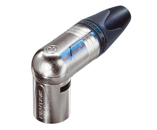 Neutrik NC3MRX 3 Pin Male XLR Right Angle Cable Connector, Nickel Housing, Silver Contacts