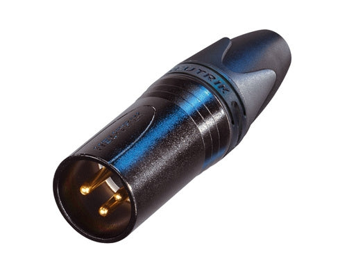 Neutrik NC3MXX-B 3 Pin Male XLR Cable Connector with Black Metal Housing and Gold Contacts, Sleek Design