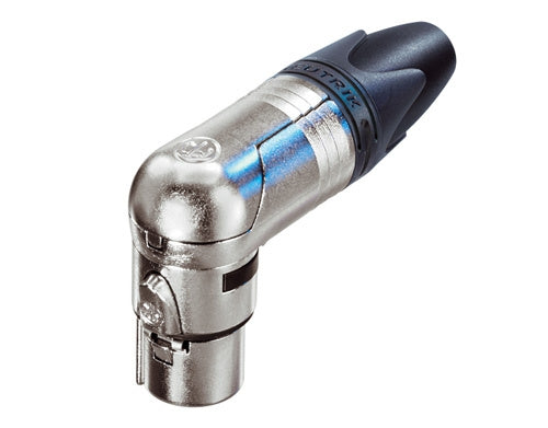 Neutrik NC4FRX 4 Pin Female XLR Right Angle Cable Connector, Nickel Housing, Silver Contacts