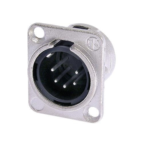 Neutrik NC5MD-L-1 5 Pin Male XLR Panel Mount Receptacle, Solder Contacts, D-Size Nickel Housing, Silver Contacts