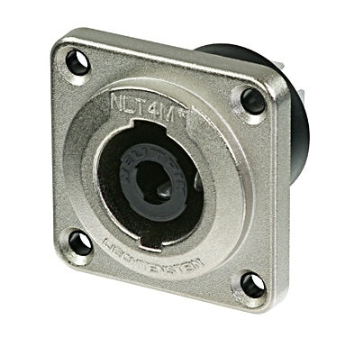 Neutrik NLT4MP 4 Pole Speakon Male Chassis Connector, Heavy Duty, Metal Housing, Solder or 1/4" Flat Tabs