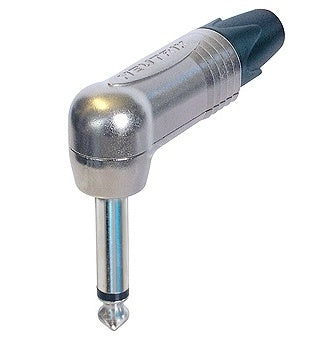 Neutrik NP2RX 2 Pole Mono 1/4" Professional Right Angle Phone Plug, Nickel Contacts, Nickel Shell