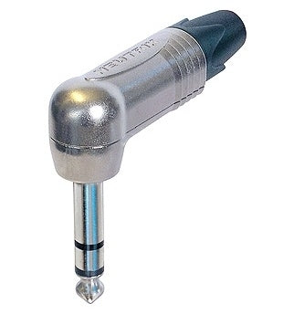 Neutrik NP3RX 3 Pole Stereo 1/4" Professional Right Angle Phone Plug, Nickel Contacts, Nickel Shell