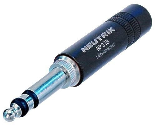 Neutrik NP3TB-B 1/4" Stereo 'B-Gauge' Plug (BPO316), Black Metal Housing, Nickel Contacts, Bantam Style