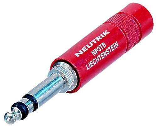 Neutrik NP3TB-R 1/4" Stereo 'B-Gauge' Plug (Bpo 316), Red Metal Housing, Nickel Contacts, Bantam Style