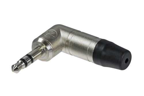 Neutrik NTP3RC 3 Pole Stereo 3.5mm Right Angle Audio Plug, Solder Termination, Nickel Housing, Nickel Contacts