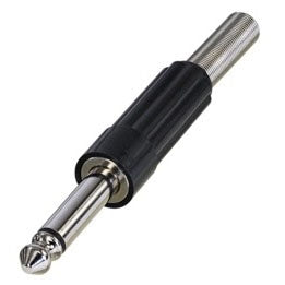 Rean Neutrik NYS203 2 Pole Mono 1/4" Phone Plug, Plastic Handle with Flexible Anti-Kink Protection, Solder Tabs