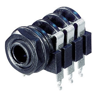 Rean Neutrik NYS219 3 Pole Stereo Horizontal 1/4" Jack, All Contacts Switched, Long Contacts, Cliff Type