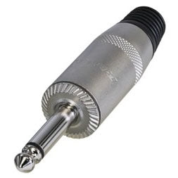 Rean Neutrik NYS225L 2 Pole Mono 1/4" Plug with Anti-Kink Boot and Large Metal Handle for Speaker Cables