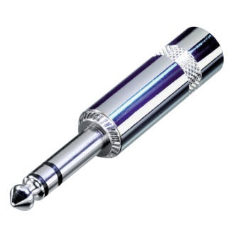 Rean Neutrik NYS228 3 Pole Stereo 1/4" Metal Plug, Long Diecast Handle, Solder Tabs