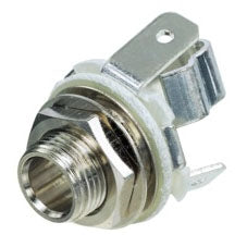 Rean Neutrik NYS229 2 Pole Mono 1/4" Open Chassis Jack, with Washer and Nut, with 0.205" Faston Tabs