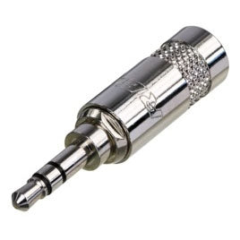 Rean Neutrik NYS231L 3 Pole Stereo 3.5mm Metal Plug, Crimp Strain Relief, for 6mm Cable, Solder Tabs