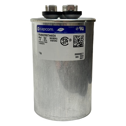 Capcom Genteq PB450Z050T440DA Motor Run Capacitor 5uF/45uF 440VAC Round ** Rated for Continuous/100% Duty Cycle **