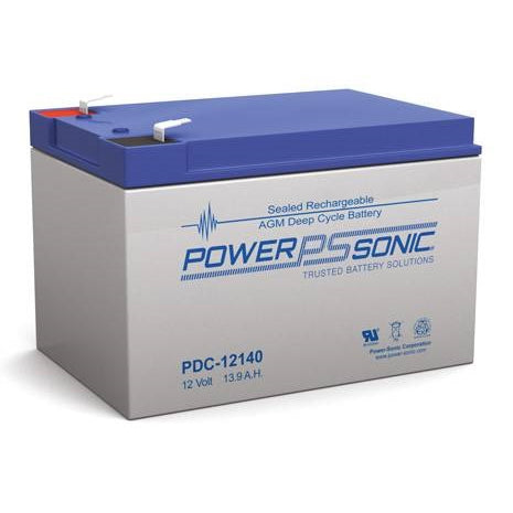 Powersonic PDC-12140F2 12V 13.9Ah AGM Deep Cycle Battery with .250" Tabs