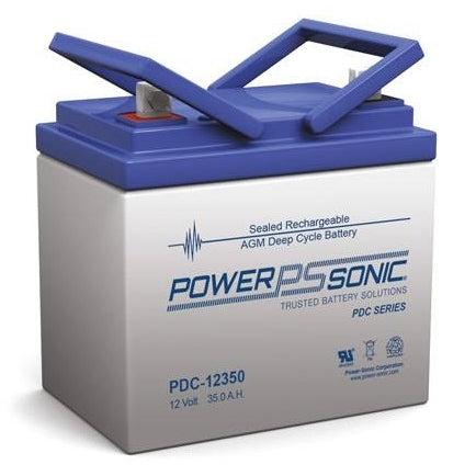 Powersonic PDC-12350NB 12V 35Ah AGM Deep Cycle Battery Nut/Bolt Terminals