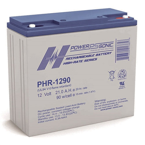 Powersonic PHR-1290 M6 Fr 12V 21Ah High Rate VRLA Battery, UPS Applications