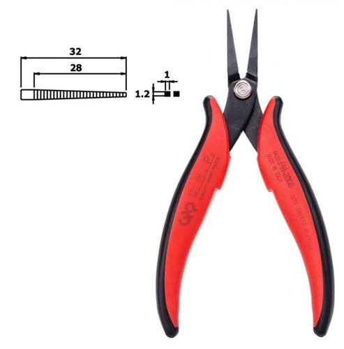 Hakko PN-2005 Long Nose Pliers, Serrated Jaw