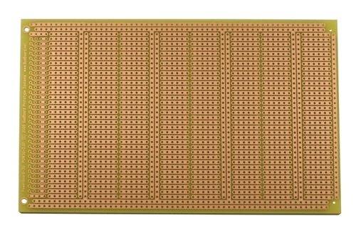BPS Busboard POW3U POWERBOARD-3U with 6-HOLE Strips & Interleaved Power Rails, Single-Sided, 100mm x 160mm (3.9" x 6.3")